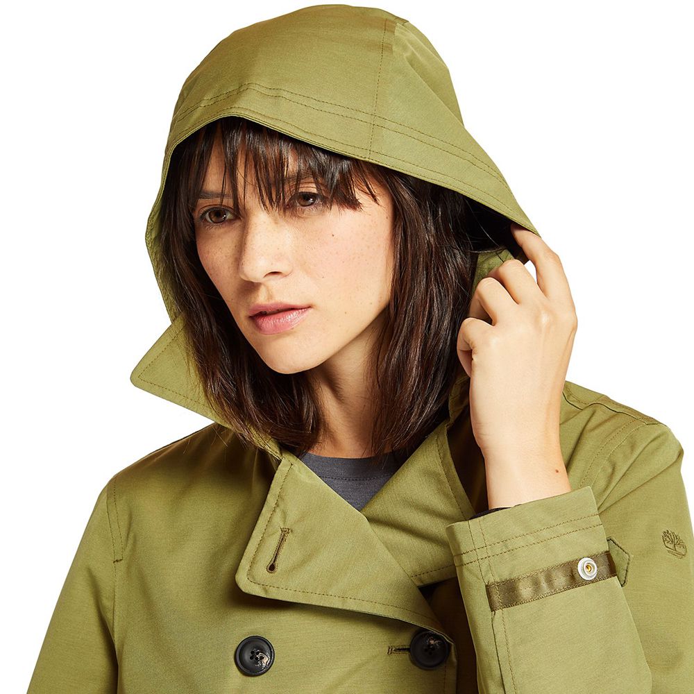 Timberland Womens Coats Classic Waterproof Trench - Olive - India ZS4308512